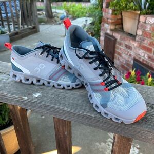 On Running Athletic Shoes - Light Gray and Red Accents